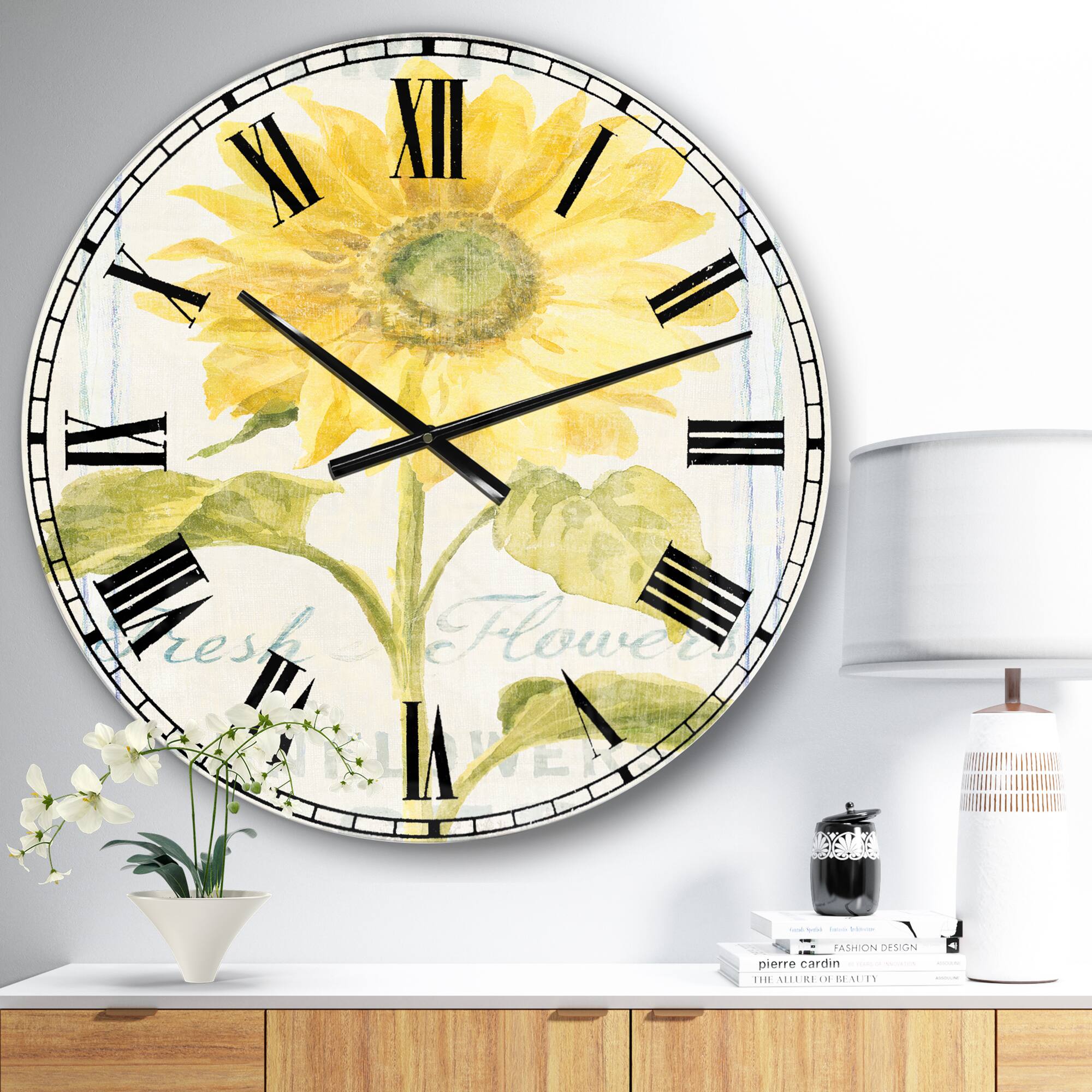 Designart 'Floursack Florals Ii Farmhouse Wall Clock